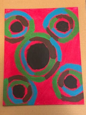 Abstract Circle Canvas Art - Multicolor (Red, Blue, Green, Black) 11x14 modern